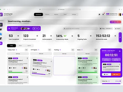 TTracking App Dashboard ui