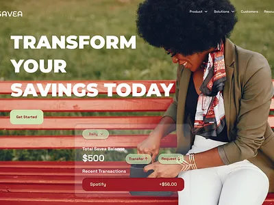 Savea | Money Saving Home page branding budget cash figma graphic design homepage investment landing page layout saving simple ui ux website websitr