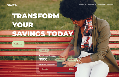 Savea | Money Saving Home page branding budget cash figma graphic design homepage investment landing page layout saving simple ui ux website websitr