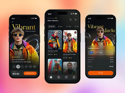 Mobile App Design for Trending Style add to cart app app design creative ui dribbbleshowcase dribble ecommerce app futuristicdesign jacketui mobile app mobile mocap design mobile screen mobiledesign product screen productdesign shippingui shopping app ui uiux design ux