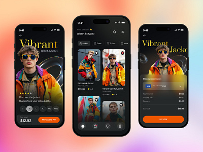 Mobile App Design for Trending Style add to cart app app design creative ui dribbbleshowcase dribble ecommerce app futuristicdesign jacketui mobile app mobile mocap design mobile screen mobiledesign product screen productdesign shippingui shopping app ui uiux design ux