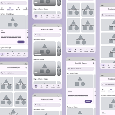 Lo-Fi App Home Screen Wireframes app dashboard design figma lo fi low fidelity material design3 mobile mobileapp ui ux wire frames wireframes