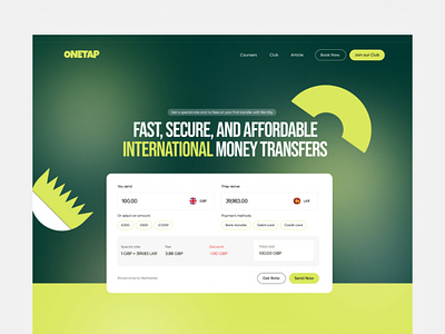 Online Money Transfer Landing Page animation figma header landingpage money motion transfer ui ux web