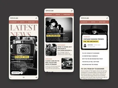 News website - Mobile adaptive adaptive design article figma mobile friendly mobile ui multi device compatibility news news website responsive ui retro modern style retro web design user centered design web design adaptation