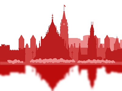 Ottawa Skyline | Flat - Monocrome canada city design illustration monochrome ottawa red skyline vector