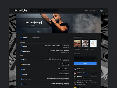 Hip-Hop Forum Redesign (Collaboration) colorful dark design forum design hip hop inspiration mockup modern reddit ui ui design