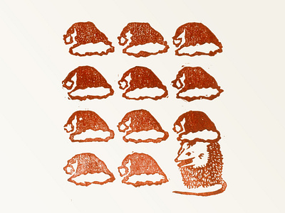 A Christmas Possum illustration printmaking