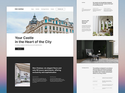 Mon Chateau — Luxury Residential Landing Page apartments architecture design landing landing page luxury apartments luxury design minimal minimal design minimalism one page website real estate ui ui design web web design