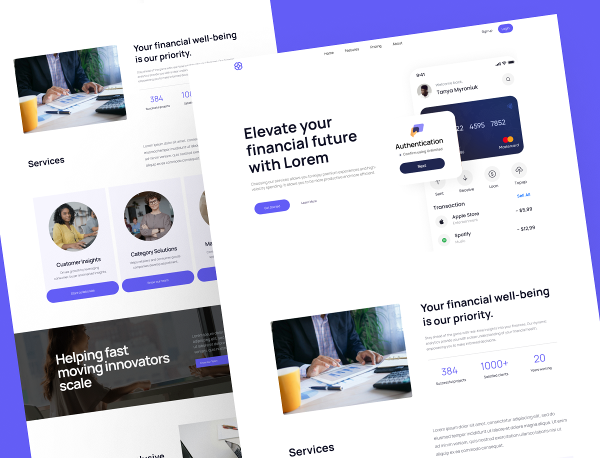 Finance and Bank Landing Page Design bank business corporate finance finance and banking landing page uiux user interface web design website