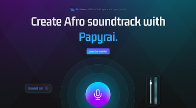 Landing page for AI startup africa artificial intelligence audio genre record saas sound ui ux