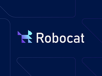 Robot cat logo design abstract animal artificial intelligence branding cat logo edgy gradient logo illustration logo design minimal modern robocat robot logo tech technology logo