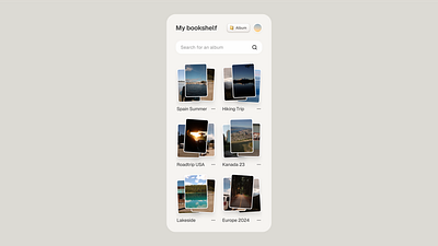 Memory Lane — Bookshelf v4 album app overview photos pictures travel ui