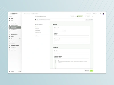 Kafka connect wizard data streaming form friendlyui kafka kafka connect product design ui ux