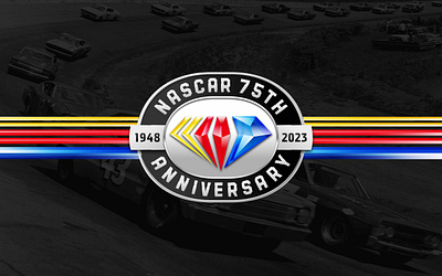 NASCAR 75th Anniversary anniversary badge brand brand design brand guidelines brand identity brand identity design design systems diamond diamond anniversary identity logo logo design motorsports nascar nascar 75 nascar 75th anniversary rare design sports branding stock car racing