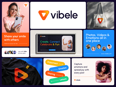 Vibele | Entertainment, Social, Photo & Video Sharing Platform branding community connection emojis emotions entertainment graphic design influencer logo design modern network performers photo sharing sharing sharing platform smile logo social connection social hub social media video sharing