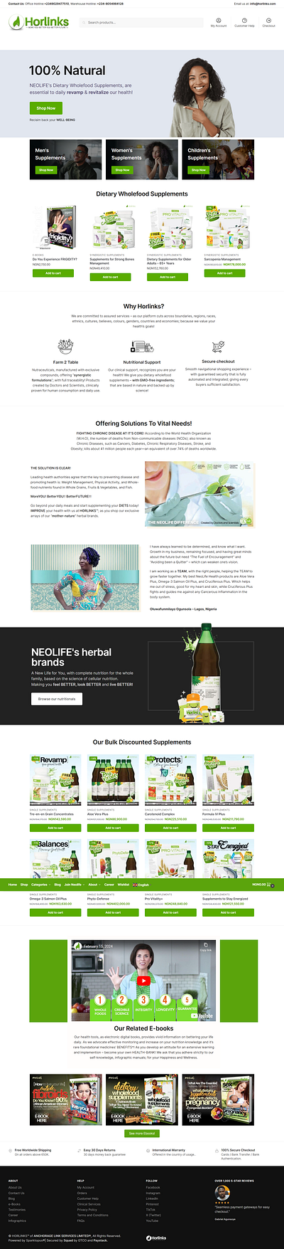 Horlinks (Vitamin & Supplement Store) - Website Development ui web design website development