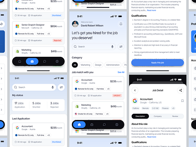 Job Finder Mobile App Design - Full UI/UX Designer app app design apply career finder hiring hr ios job app job finder job finder app list job mobile product design recruitment recruitment app ui uiux vacancy work