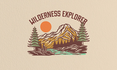 Wilderness Explorer apparel badge branding design graphic design handdrawn illustration logo nature outdoor retro tshirt vintage