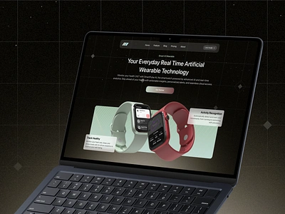 Smartwatch AI SaaS Landing Page ai artificial intelligence business clean dark dark mode design landing page landingpage saas saas website smartwatch ui uiux ux wearable web web design website