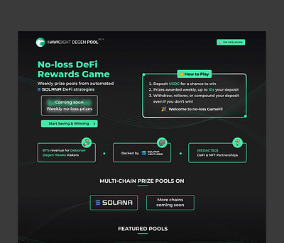 Hawksight Degen Pool Landing and Account Page 2025 account page branding concept dark theme figma game graphic design landing page ui user experience user interface web3 web3 game