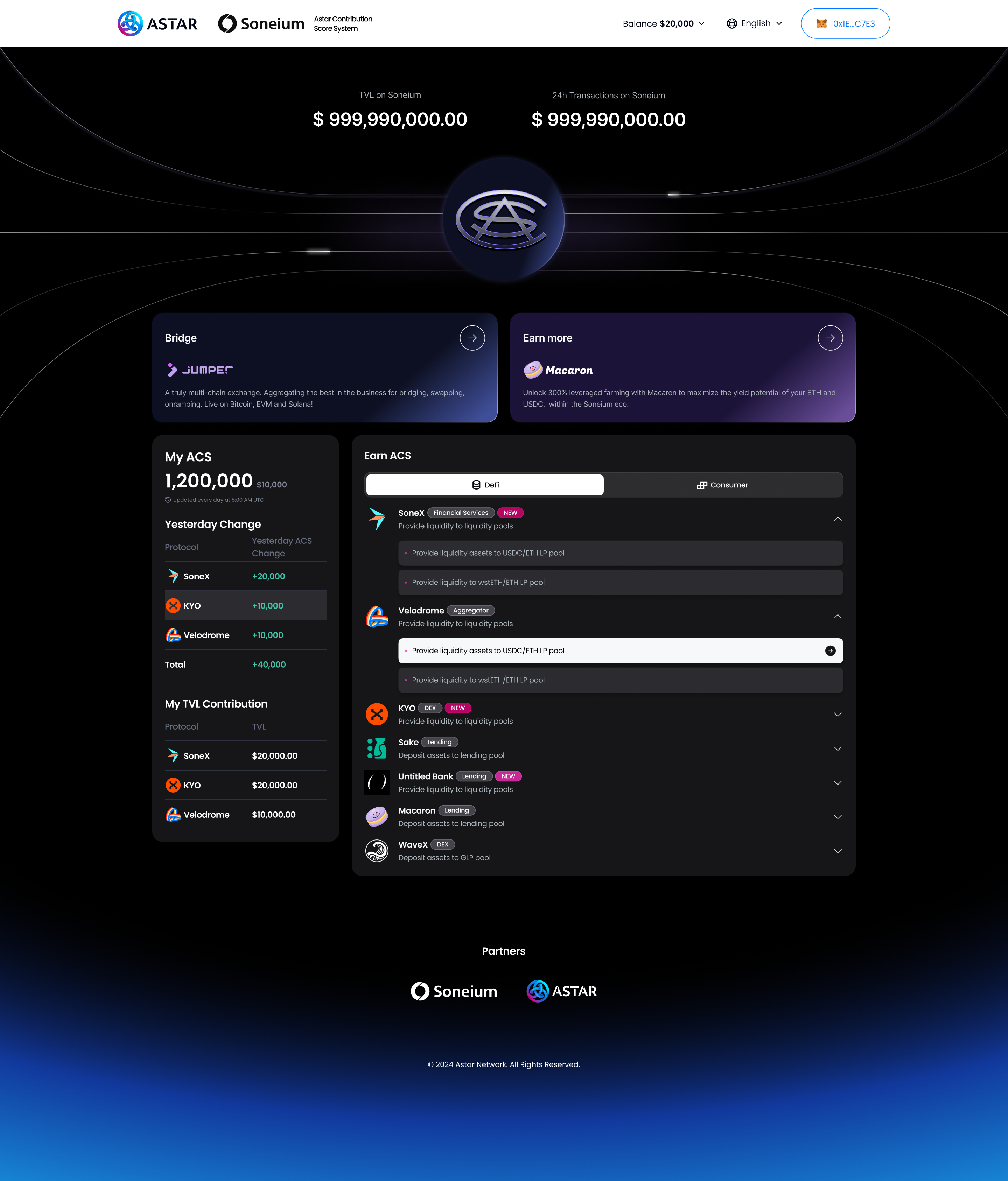 Astar Contribution Score System app defi ecosystem point ui ux web3 website