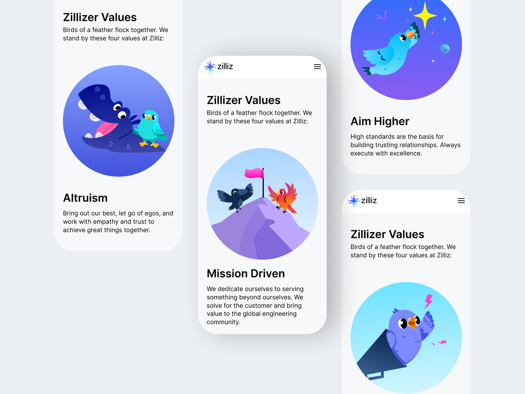 Culture illustration for career page, illustrated birds