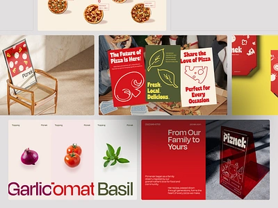 Piznek - Brand Implementation box brand guideline branding color delivery emurastudio font food graphic design guidelines logo identity menu packaging pizza poster restaurant stand vegetables visual branding visual identity