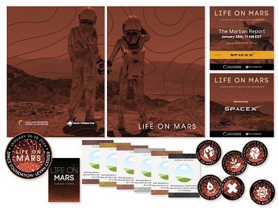 Life on Mars: A Mars Habitat Simulation Experience collateral event event branding event collateral identity mars martian patch patches space education stickers