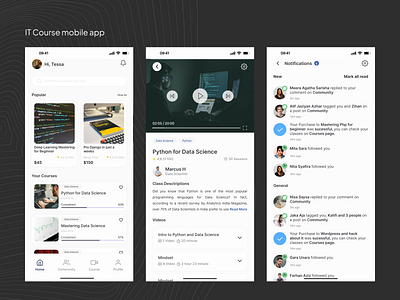 IT Course Mobile App android app android design consultation course app figma ios app ios design job mobile app mobile design ui design uiux uiux design