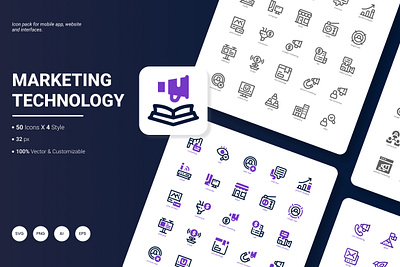 Marketing Technology Icon Pack ads branding business icon icon design icon pack icon set marketing technology