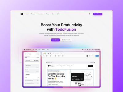 TodoFusion - Framer Template ai ai ui dark mode design design system figma figma ui framer framer template framer ui simple ui ui ui design web web design