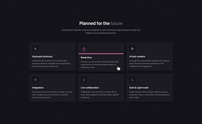 Feature section ai ai design ai ui ai web dark mode design design system figma figma ui framer framer template framer ui ui web web design web ui