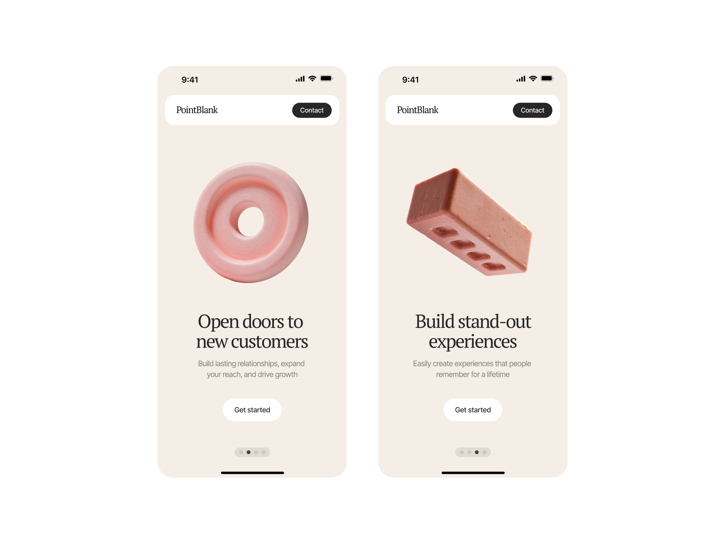 Onboarding splash page 3d android app bold design ios logo minimal ui website