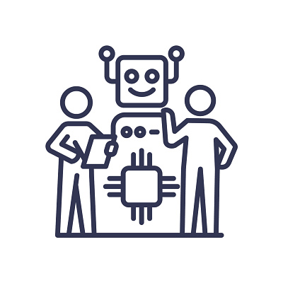 Human-Machine-Collaboration icon ai collaboration design graphic design icon illustration logo robot team