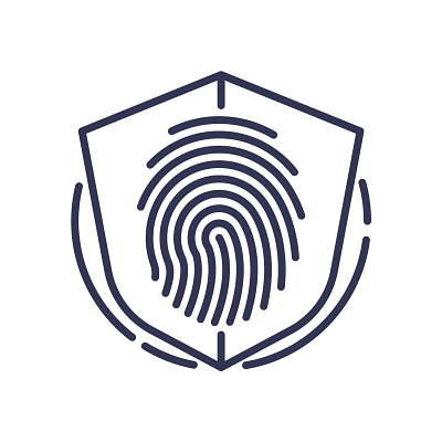 Identity Protection VPN icon design fingerprint graphic design icon illustration logo privacy security shield vpn