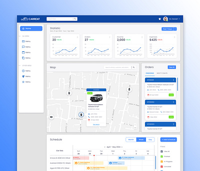 Example of Car Rental Owner User Dashboard UI apps blue car rent dashboard figma graphic design light theme logo owner simple ui uiux user user interface web3