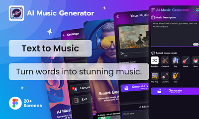 Music Generator (AI Powered) art design figma generation generator modern music songs ui uiux