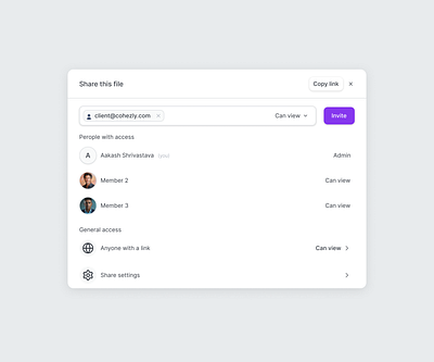 Invite users modal | Cohezly invite users saas ui ux