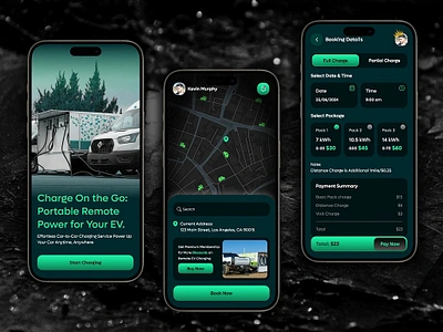 Smart EV Charger Mobile App Design app design app development battery charger charging app charging station electric vehicle ev app ev car ev charging station gps graphic design illustration interactive map minimal mobile app portable ui ux