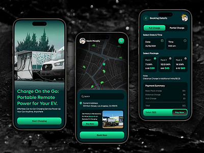 Smart EV Charger Mobile App Design app design app development battery charger charging app charging station electric vehicle ev app ev car ev charging station gps graphic design illustration interactive map minimal mobile app portable ui ux