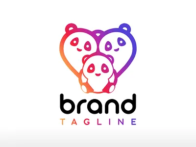 Love Panda Logo Design Panda Logo Cuddle cation Logo Love Family pet