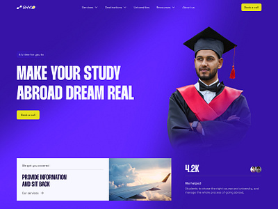 Study Abroad-Landing page hero section design graphic design hero section landing page product design study abroad ui ux web design website