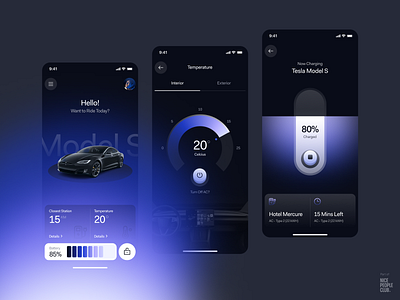 Vetric - Electric Vehicle App app car design electric vehicles ev app gradient mobile app tesla ui user interface ux