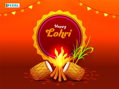 Happy Lohri Festival Social Media Post bonfire creativity cultural festival dholak flat design freepixel happy lohri illustration indian festival lohri lohri festival orange background post design poster punjabi festival social media post stock images traditional festival traditional sweet vector