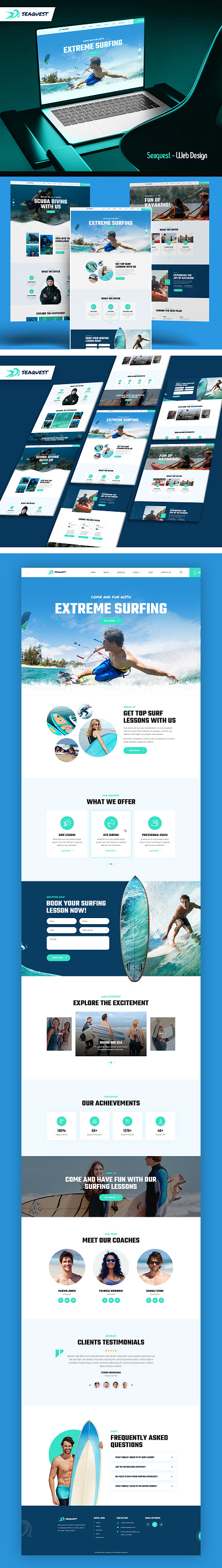 SEAQUEST - Web Design Using Figma adobe illustrator brand identity custom web design figma graphic design gui design illustration interaction design mockup responsive design ui design uiux design user interface design userflow uxui visual identity web design website assets wireframing