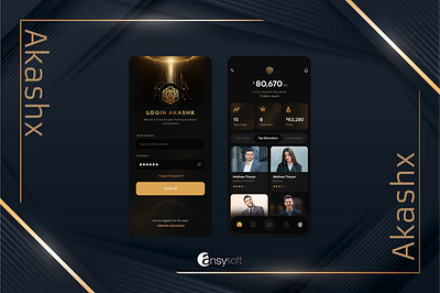 The app "Akashx" has been designed by Ansysoft adobephotoshop akashxtradingacademy androidapp cryptoacademy cryptosignals forexacademy forexsignals investingapp iosapp liveforexsessions mbileapp seamlessinterface taptotrade tradingapp tradingplatform uiuxdesign userinterface