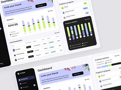 X-Dash dashboard concept admin dashboard design earnings flat home layo page product stats studio ui ux website