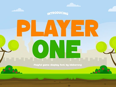 PLAYER ONE – Playful Game Display Font branding cartoon children design display font font fun game gaming kids movie playful poster youtube