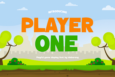 PLAYER ONE – Playful Game Display Font branding cartoon children design display font font fun game gaming kids movie playful poster youtube