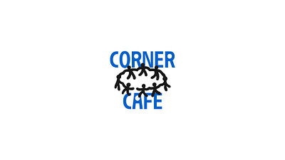 Corner Cafe Logo Lockup bar blue branding cocktail dance hand drawn illustration techno venue